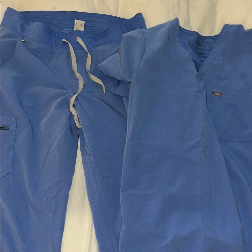 Fig Blue Scrub Pants and Top